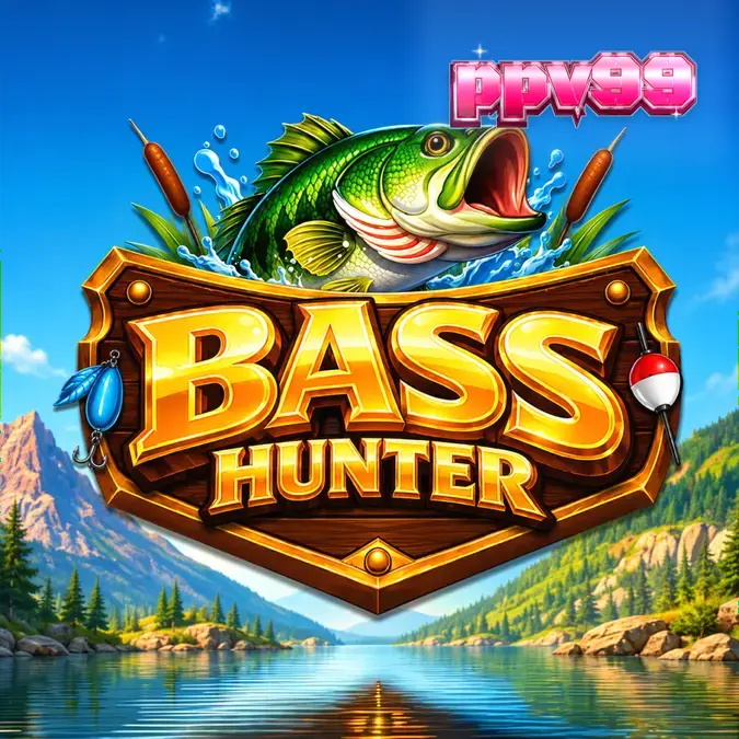 Tampilan layar permainan slot Bass Hunter dengan simbol ikan dan nelayan