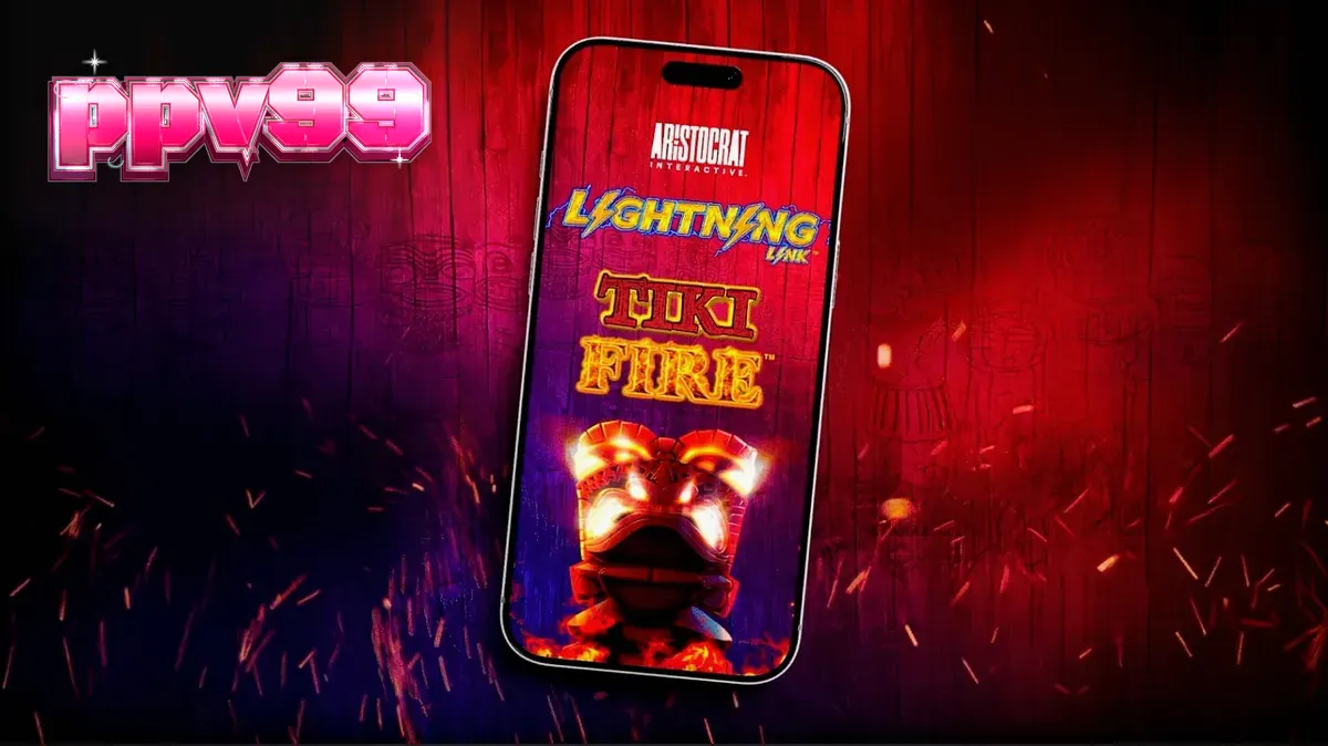 Tampilan visual slot Tiki Fire dengan tema pulau tropis